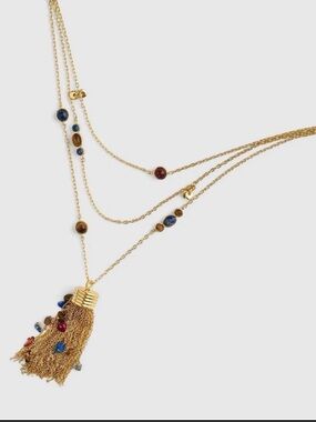 NWT | Madewell Womens Semiprecious Tassel Pendant Layered Necklace One Size